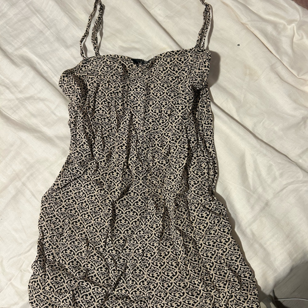 Reformation Black and Cream Patterned mini romper